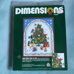 Dimensions Christmas Tree Of Life Embroidery Kit 14”x18” Vintage 1985